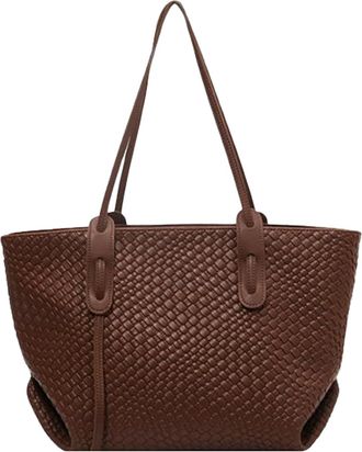 Generic Woven Tote Bag - Leather Beach Tote Bag,Large Capacity Underarm Travel Pouch, Woven Work Purses, Fashion Hobo Purse For Vacation