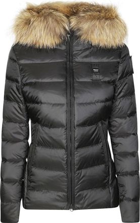 Blauer Hooded Black Jacket With Fitted Silhouette