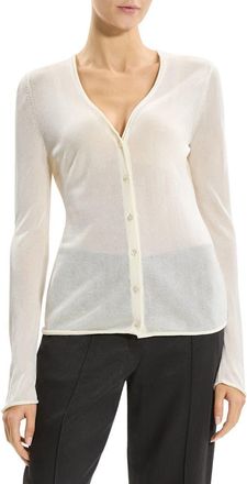 Theory Lust Sheer Jersey Cardigan in Ivory at Nordstrom, Size Medium
