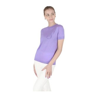 Dee Ocleppo T-Shirts, female, Purple, Size: XL Cashmere Knit Short Sleeve Top