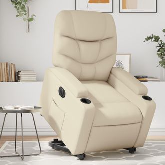 vidaXL Vidaxl - Sill&oacute;n Reclinable Elevable El&eacute;ctrico De Cuero Sint&eacute;tico Crema