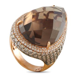 Luxury Bazaar 14K Rose Gold 4.18ct Diamond and Smokey Topaz Ring MF01-043026