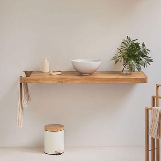 Sklum Conjunto De Mueble De Ba&ntilde;o 130x45 Cm Suspendido En Madera De Teca Neill Sklum