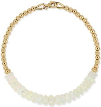 Bony Levy 14K Gold Iris White Opal Beaded Bracelet in 14Ky 24Oprd12.52 at Nordstrom, Size 7