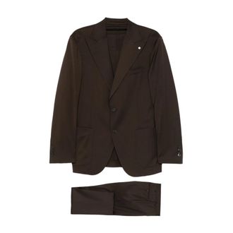 Luigi Bianchi Mantova Kostuums, Heren, Bruin, 3Xl, Leer, Single-breasted pak