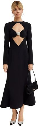 DAVID KOMA Maxi-jurk met decoratieve applicatie - Dames - Feestkleedjes - Zwart - XL - Polyester - Kleedjes