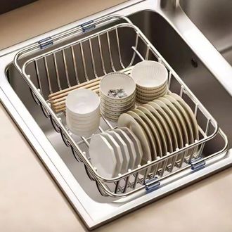 OEM Escurridor De Platos Ajustable De Acero Inoxidable 304 - Amplio Espacio De Almacenamiento Para Platos Y Utensilios - Dise&ntilde;o Para Colgar Sobre El Frega