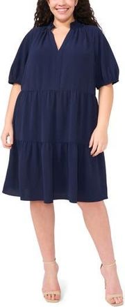 CeCe by Cynthia Steffe Tiered Ruffle Neck Dress in Classic Navy at Nordstrom Rack, Size 2X