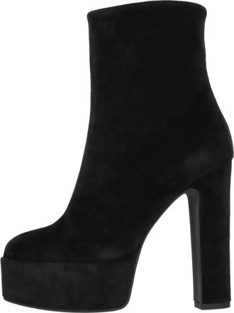 Pinko Shumann Fluwelen Enkellaars - Dames - Laarzen met Hak - Zwart - 38 EU - Leer - Schoenen