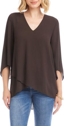 Karen Kane Crossover Hem Asymmetric Top in Brown at Nordstrom, Size X-Small