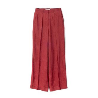 Lanvin Textured Wide-Leg Trousers - female - Lanvin - Wide Trousers - Red - S - Trousers