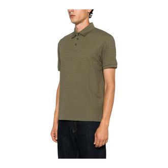Emporio Armani Polo shirt van textuurgebreide stof - Heren - Polos - Groen - M - Katoen - Tops
