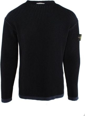 Stone Island Rondgebreide trui - Heren - Ronde hals truien - Blauw - L - Wol - Truien & Vesten