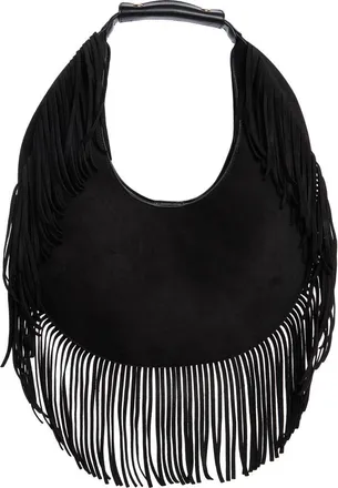 Urban Expression Fringe Faux Suede Hobo Bag in Black at Nordstrom Rack