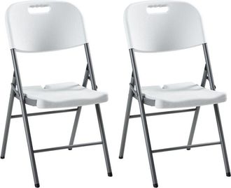 Beliani Conjunto De 2 Sillas De Comedor Exterior Sin Reposabrazos Plegables Blanco Cugnoli