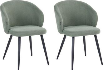 Beliani Set of 2 Dining Accent Chairs Light Green Upholstery without Armrests Metal Base Retro Design MOUNDVILLE