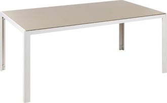 Beliani Mesa de comedor 6 personas de vidrio beige