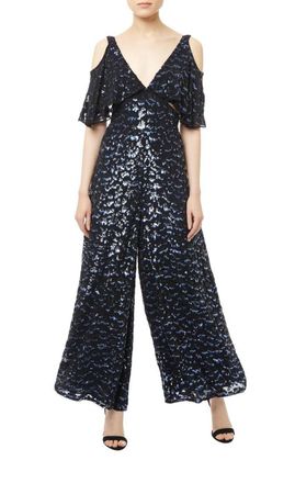 Temperley London Celestial Black Embellished Jumpsuit Size XXS