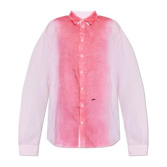 Dsquared2 Casual Shirts, male, Pink, Size: 2XL Linen Shirt