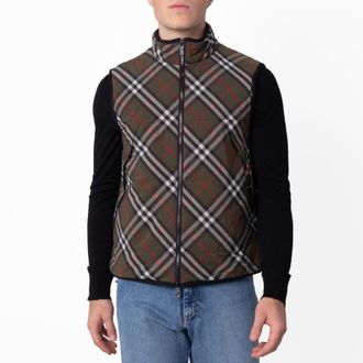 Burberry Check Print Padded Gilet, Size Medium