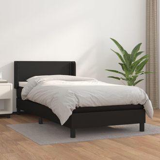 vidaXL Vidaxl - Cama Box Spring Con Colch&oacute;n Cuero Sint&eacute;tico Negro 100x200 Cm