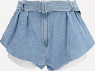Magda Butrym Shorts in jeans svasati con sottoveste Woman 38