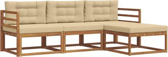 vidaXL Conjunto De Sof&aacute;s De Exterior 4 Uds. Natural Y Beige Vidaxl