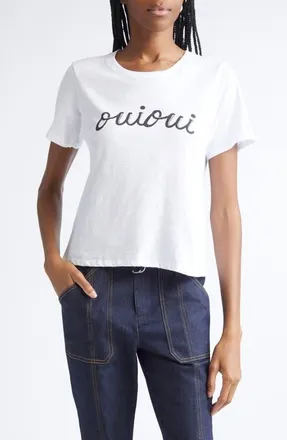 Cinq à Sept Script Oui Oui T-Shirt in White/Black at Nordstrom, Size Xx-Small