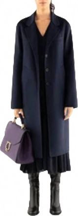 Ferragamo Long Sleeve Single Breasted Coat In Blue
