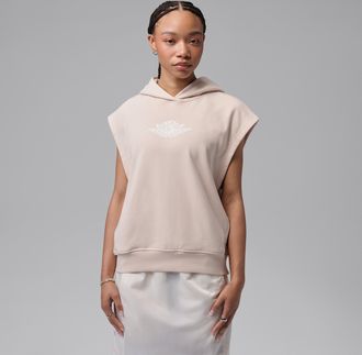 Nike Jordan Womens Jordan Flight Fleece French Terry Short-Sleeve Hoodie in White | IM6961-272