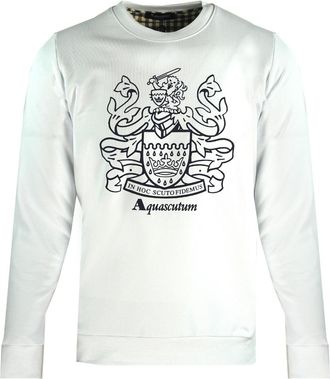 Aquascutum Large Crest Crew Neck White Sweatshirt