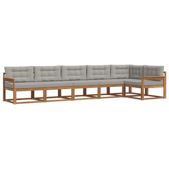 vidaXL Conjunto De Sof&aacute;s De Exterior 6 Pcs Natural Y Gris Claro Vidaxl