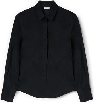 Motivi Katoenen poplin shirt - Dames - Overhemden - Zwart - 2XS - Katoen - Overhemden