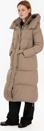 Duno Piumino lungo Fully con cappuccio marrone