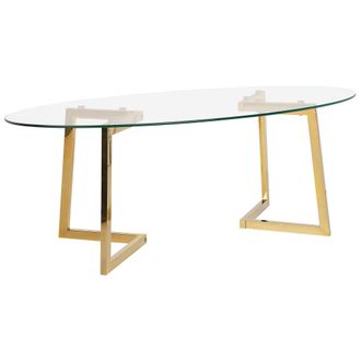 Beliani Beliani - Mesa De Centro De Cristal Dorado 120 X 60 Cm Patas De Metal Moderno Fresno