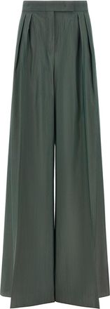 Max Mara Dark Green Straight Pleated Pant
