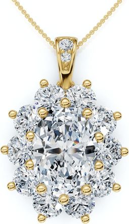Pompeii3 Certified 8 1/2Ct Oval Diamond Pendant 14k Gold Lab Grown 1.25 Tall