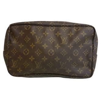 Louis Vuitton Monogram Beige Brown Leather Clutch Bag Pouch (Pre-Owned)