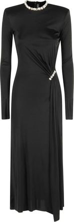 DAVID KOMA Midi Jurk Met Kristallen - Dames - Maxi kleedjes - Zwart - XS - Kleedjes