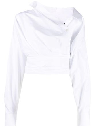 Alexander Wang wrap cotton shirt - women - Cotton - 4 - White