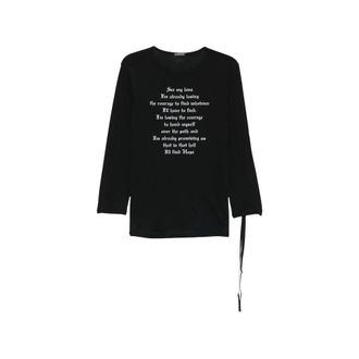 Ann Demeulemeester Long Sleeve Tops, male, Black, Size: L Tie-Detail Long Sleeve T-shirt