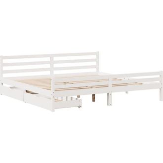 vidaXL Estructura De Cama Sin Colch&oacute;n Madera Maciza Blanca 200x200 Cm Vidaxl