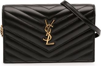 Saint Laurent Pre-owned Saint Laurent Chevron Leather Cassandre Envelope Chain Wallet Ladies R3DUR4HNX8MJ56LA
