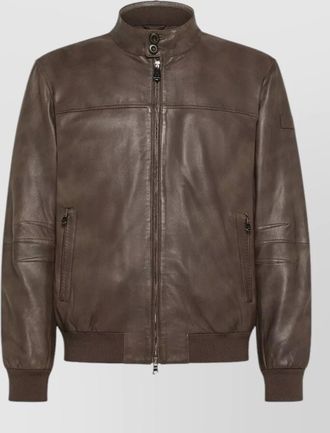 Peuterey leather high neck jacket