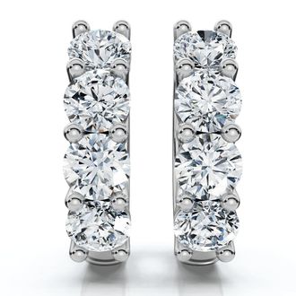 Pompeii3 2Ct Diamond Hoops Small 14k White or Yellow Gold Lab Grown 5/8 Tall