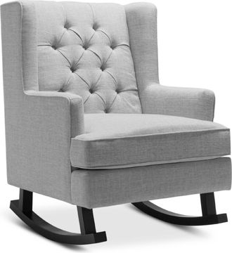 Best Choice Products Rocking Accent Chair, Tufted Upholstered Wingback for Home, Nursery w/ Wood Frame