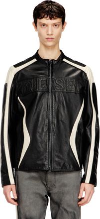 Diesel Colour-block leather biker jacket - Leather jackets - Man - Multicolor