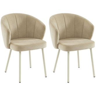 Vente-Unique Sedia in tessuto e metallo bianco - Beige - Lotto di 2 - TANURY