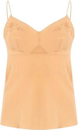 Alberta Ferretti Top met Bandjes en Borduurwerk - Dames - Tops zonder mouwen - Roze - L - Tops