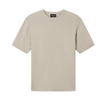 Emporio Armani Round-neck Knitwear, male, Beige, Size: 2XL Patterned Embossed Stitch Crewneck